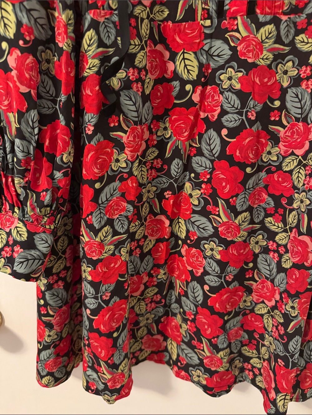 Joanie Paulina Rose Plus 22 Floral Long-Sleeve Dress Velvet Tie Neck Buttons - Picture 5 of 10
